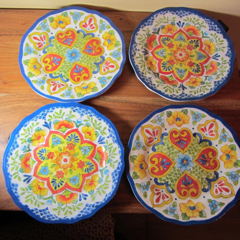 panama jack's salad plates spanish floral medallion melamine set of 4 (W4189